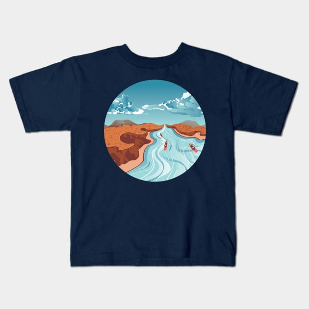 Rafting on mountain river Kids T-Shirt by AnnArtshock